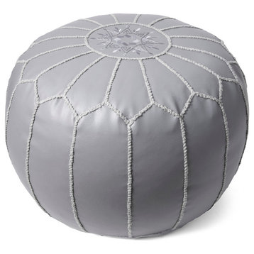 nuLOOM Leather Jerrie Contemporary Ottoman, Dark Gray