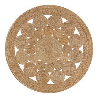 Cassia Round Natural Jute Boho Circle, 3' Round - Beach Style - Area ...