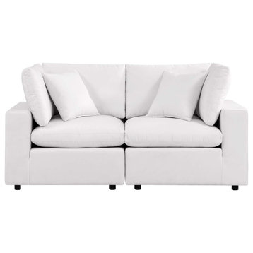 Commix Overstuffed Outdoor Patio Loveseat White -5576
