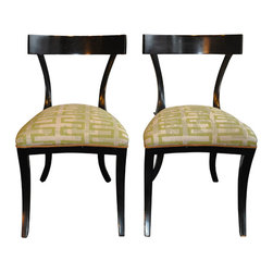 Vintage Art Deco Klismos Style Black Chair Pair - Products