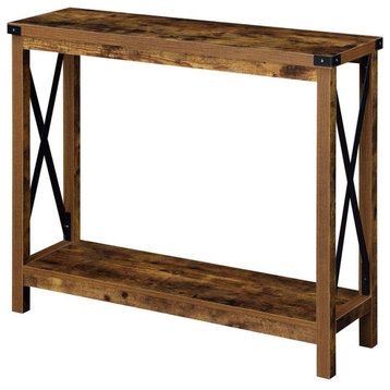Convenience Concepts Durango Console Table in Nutmeg Wood Finish and Black Metal
