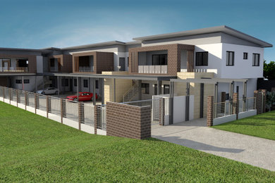 Photo of a mid-sized contemporary two-storey exterior in Perth.