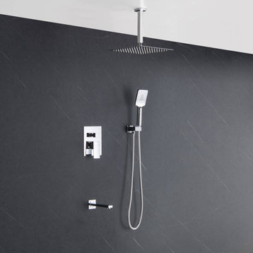 Ceiling Mounted 3-Function Shower System, Rough, Valve, Chrome