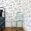 Isolde Charcoal Dinosaurs Wallpaper, Swatch