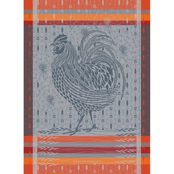 Coq Design Orange Kitchen Towel 22"x30", 56cmx77cm, 100% Cotton Set of 4