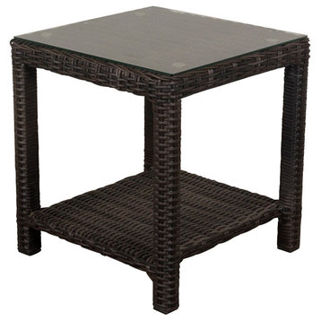 Courtyard Casual Cheshire Glass Top End Table