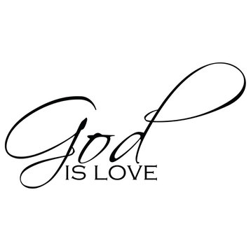 Decal Vinyl Wall Sticker God Is Love Quote, Black