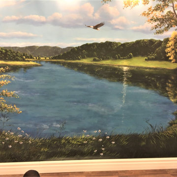 Virginia Landscape Mural, hand-painted for a dining room in Windermere, Florida