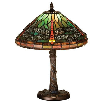 Meyda lighting 26683 16"H Tiffany Dragonfly With Twisted Fly Mosaic Base Lamp