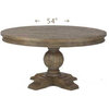 Weathered Grey Solid Teak Round Dining Table, 54"