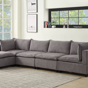 Madison 157" Fabric 5Pc Modular Sectional Sofa Chaise