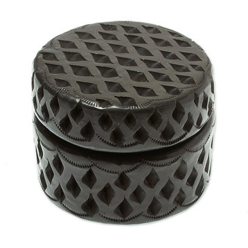 Novica Handmade Round Trellis Ceramic Decorative Box