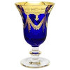 Interglass Italy Set of 2 Crystal Glasses, 24K Gold-Plated (Wine Goblets, Blue)