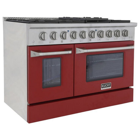 Kucht Professional 48" Stainless Steel Natural Gas Range in Silver/Red