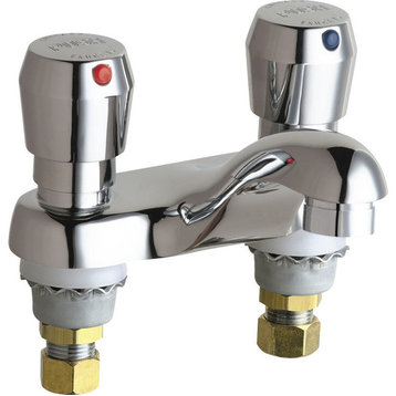 Chicago Faucets 802-VE2805-665ABCP Hot and Cold Water Metering Sink Faucet
