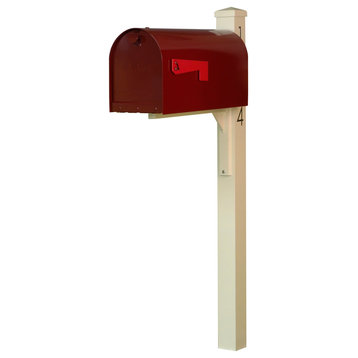 Mid Modern Rigby Curbside Mailbox and Post, Wine