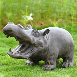 Hippo Sculpture with Bluetooth Speakers - Garden Statues And Yard Art