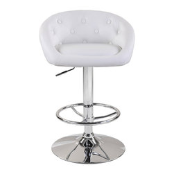 Modern Milan Adjustable Bar Stool | White (Set of 2) - Bar Stools And Counter Stools