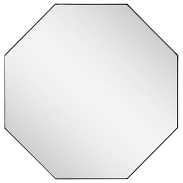 Anne Octagon Mirror, Polished Stainless Steel