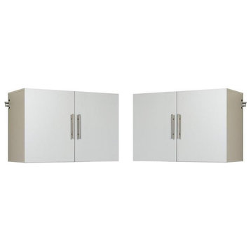 Home Square 2 Piece Upper Storage Cabinet Set in Light Grey Laminate