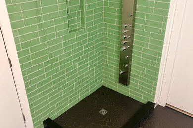 Green glass shower