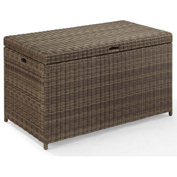 Crosley Furniture Bradenton Wicker / Rattan Patio Deck Box in Weathered Brown