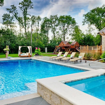 Lake Forest Swimming Pool and Hot tub with water feature