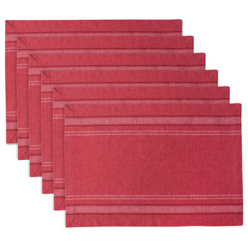 DII Tango Red Chambray French Stripe Placemat, Set of 6