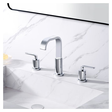 Luxier WSP03-T 2-Handle Widespread Bathroom Faucet with Drain, Chrome