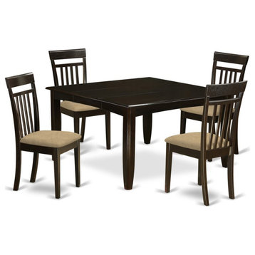 East West Furniture Parfait 5-piece Dining Set with Fabric Seat in Cappuccino