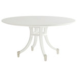 Lexington - Bloomfield Round Dining Table - The graceful shape of the dining table with a flared pedestal base and custom polished nickel ferrules is reflective of a skilled ballerina on pointe, appearing simple elegant with the strength and grace of a timeless artform. As shown, the Bloomfield dining table is 54-inch diameter, but the same design is also available in 60-inch as 415-875C Lombard dining table.