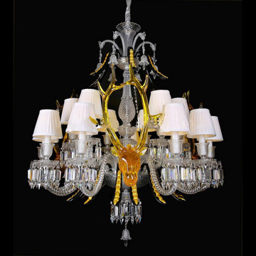 15 Light Crystal Antler Baccarat Chandelier