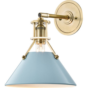 Painted NO.2 Wall Sconce - Aged Brass Brushed Bronze, Blue Bird