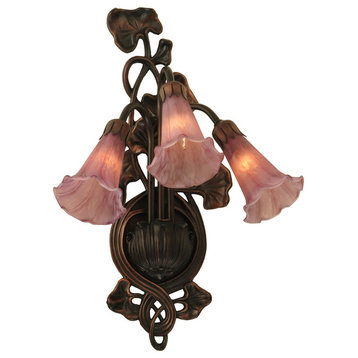 10.5W Lavender Pond Lily 3 Lt Wall Sconce