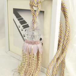 5 Colors QYM39 Polyester and Acrylic Curtain Tassel Tie Backs in Purple Color - Window Treatment Accessories
