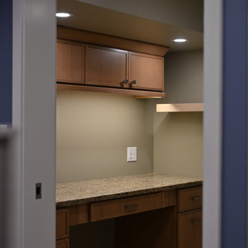 Study with accent lighting from bathroom