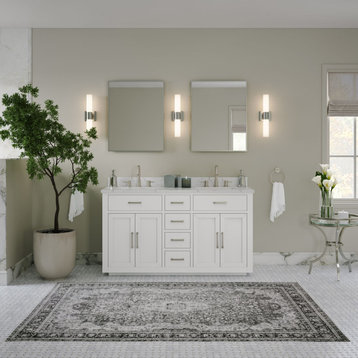 Wyatt Bathroom Vanity, White, 60", Double Sink, Freestanding