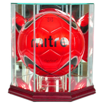 Octagon Soccer Ball Display Case, Cherry