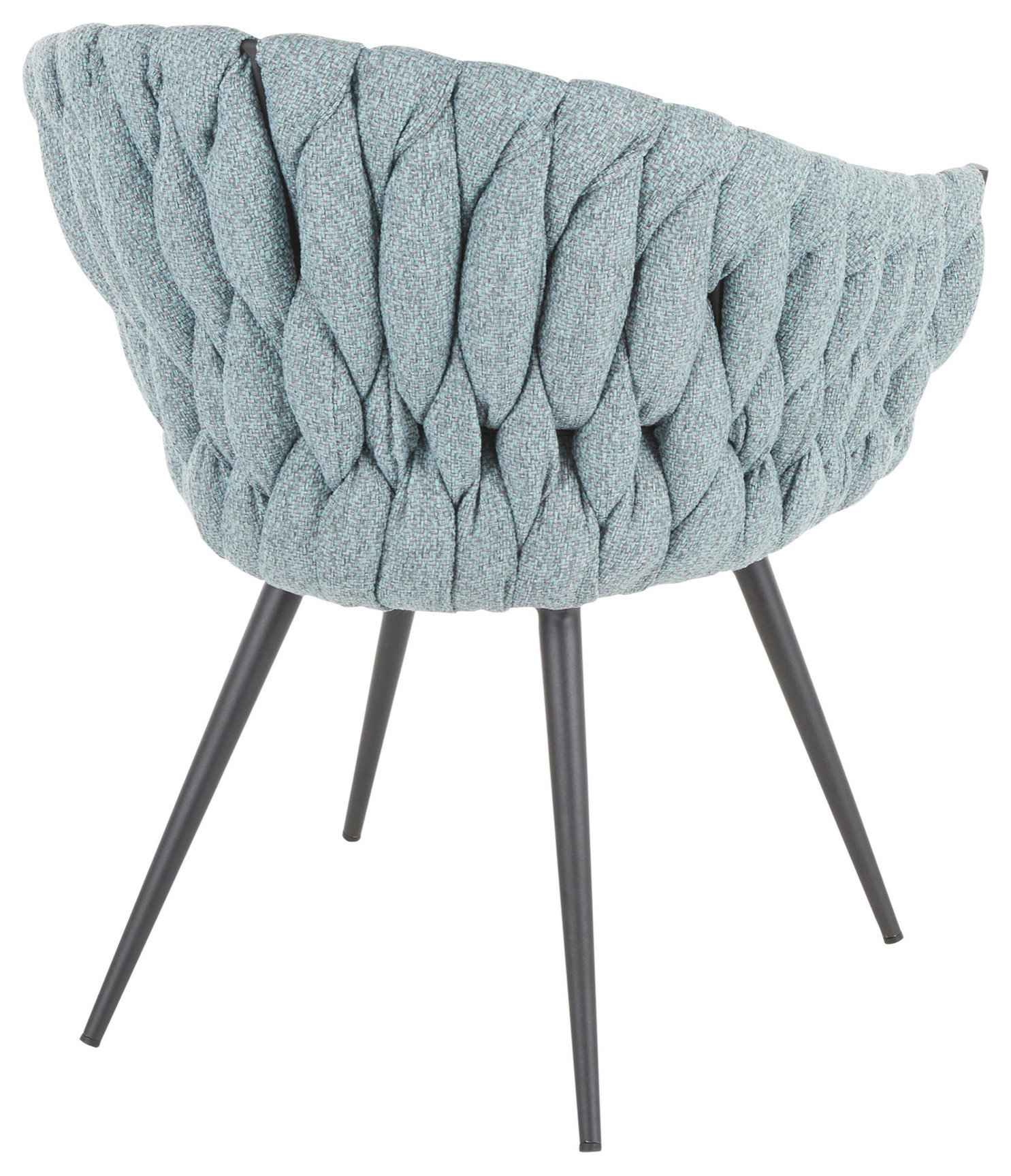 Braided Matisse Chair, Black Metal, Grey PU, Blue Fabric