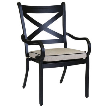 Monterey Dining Chair With Cushions, Frequency Sand With Canvas Walnut Welt