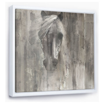 Designart Farmhouse Horse Modern Farmhouse Framed Canvas Art, White, 46x46