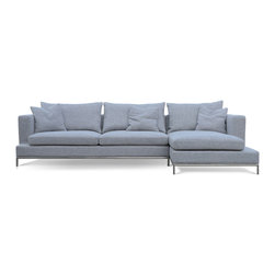 Simena Sectional- Grey Tweed Fabric - Sectional Sofas