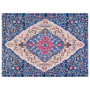 Porto Blue and Red Rug'd Chair Mat, 36"x48", .5" Pile Height