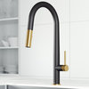 VIGO Greenwich Pull-Down Kitchen Faucet, Matte Black/Matte Brushed Gold