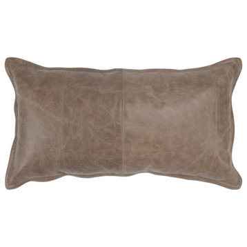 Kosas Home Cheyenne 100% Leather 22 Throw Pillow, Taupe