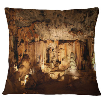 Dark Cango Caves South Africa African Landscape Printed Throw Pillow, 18"x18"