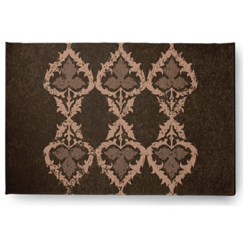 Fancy Leaves Soft Chenille Area Rug, Brown, 2'x3'