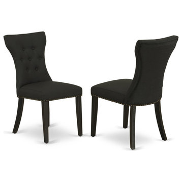 Set of 2 Gallatin Parson Chair-Black Finished Leg, Black Fabric