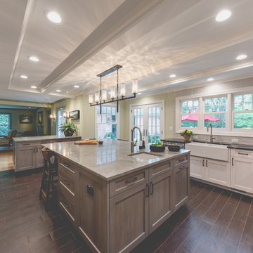 Lake Forest Gray and White Stained Cabinet Kitchen