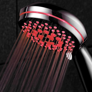 Neon Color Changing 7-Setting LED Hand Shower with Water Temperature Sensor